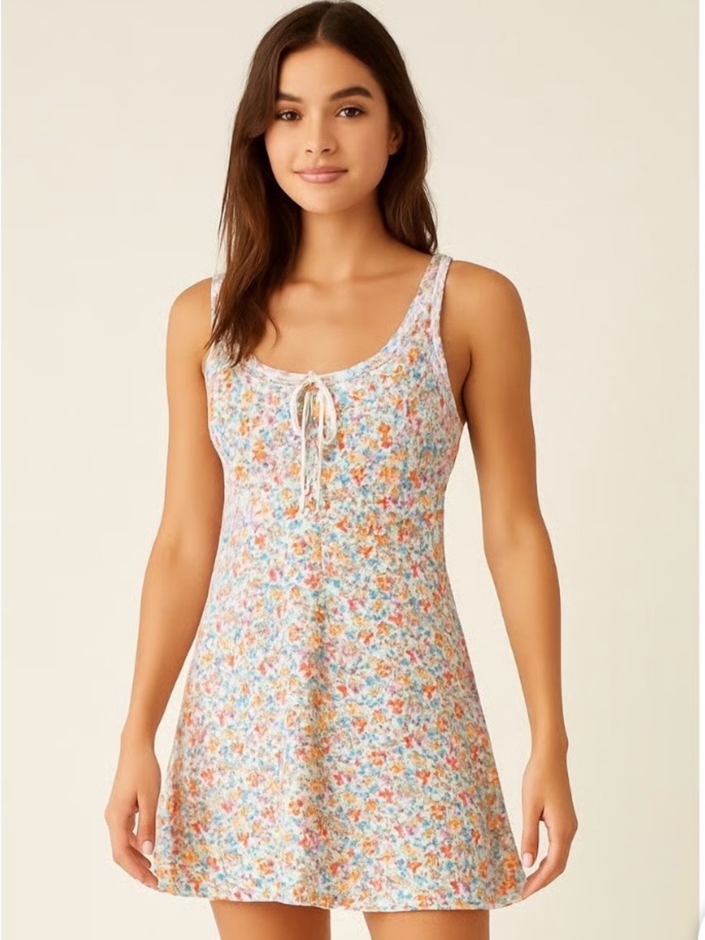 La Hearts Floral Tie-Front Chemise in Pastel Mix